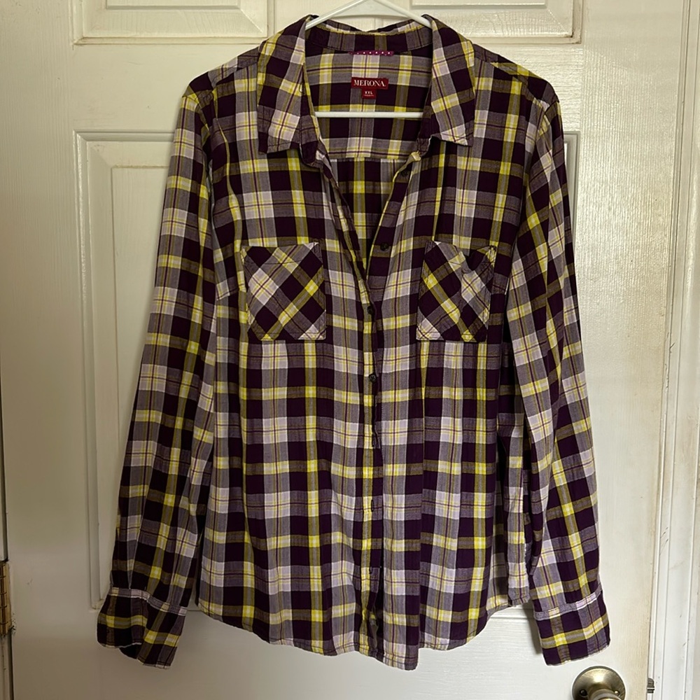 Purple and Yellow Button Down